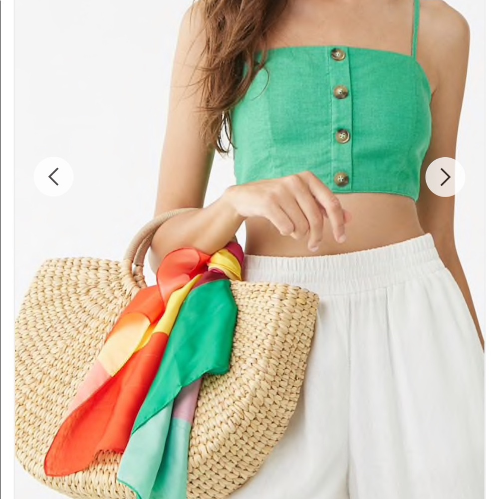 Linen blend cropped cami